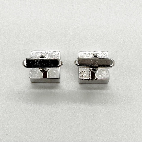 Vintage Anson Silver Tone Grooved Square Cufflinks Signed - Picture 4 of 9
